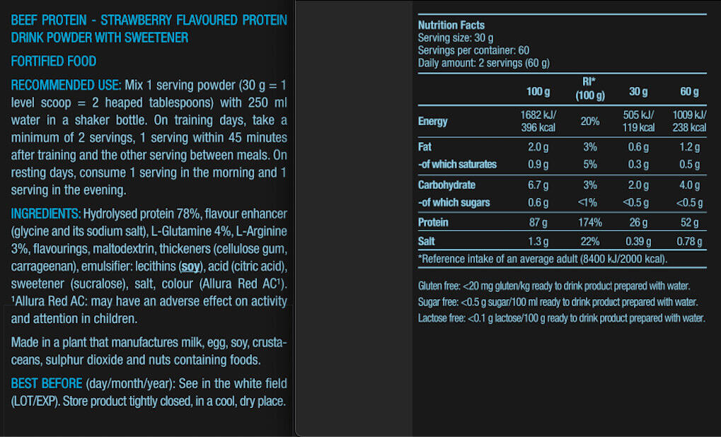 Protéine de boeuf - Beef Protein - Fraise  3/5