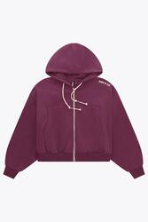 Sweat à capuche court zippé Osaka pour femme | Laque cerise