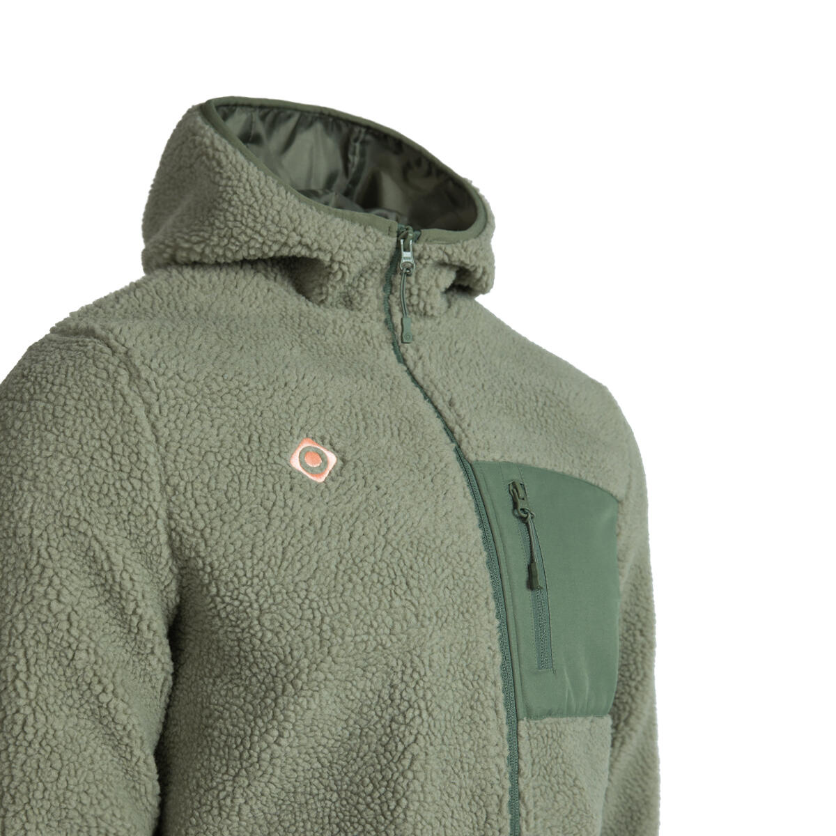 RENO unisex fleecejack met capuchon, lekker warm met functionele zakken 3/4
