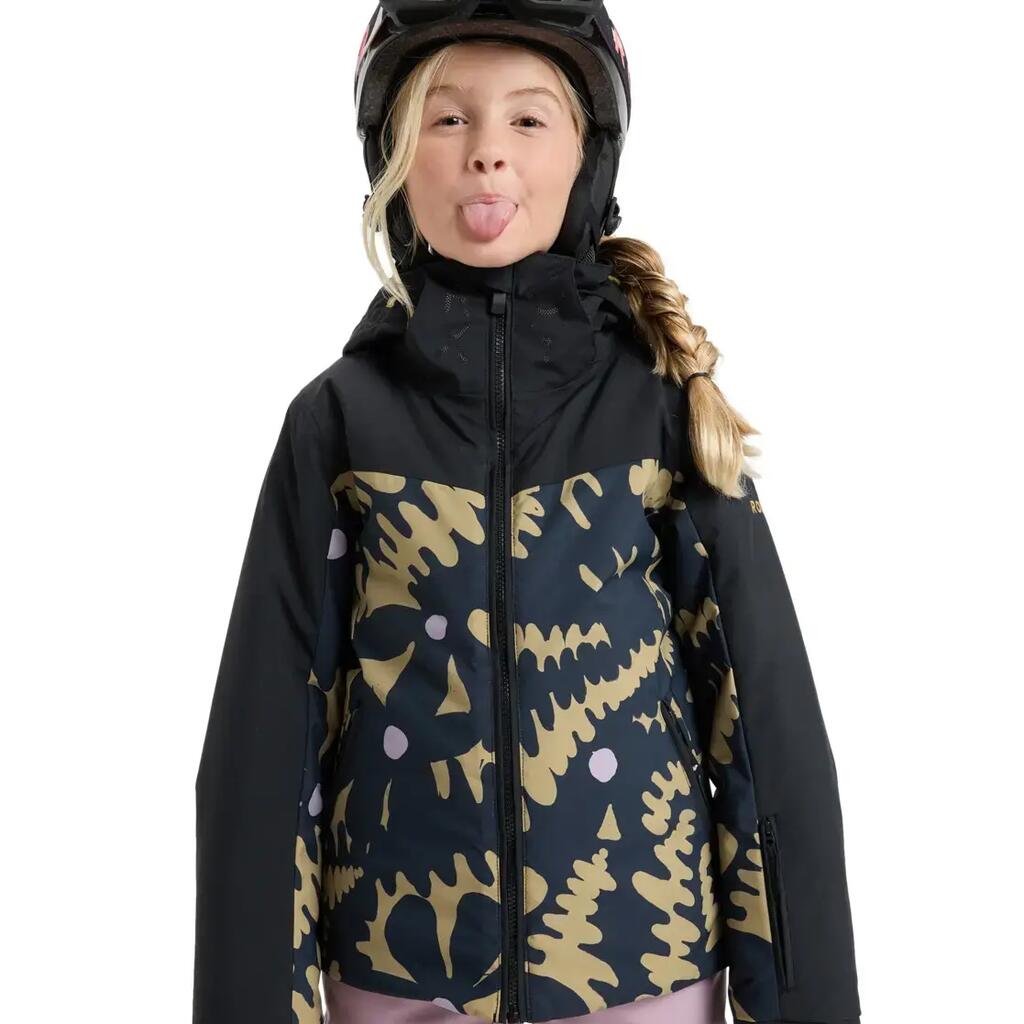 Roxy Girls Ski Jacket  Free Jet Block - Black & Fennel Seed Flower