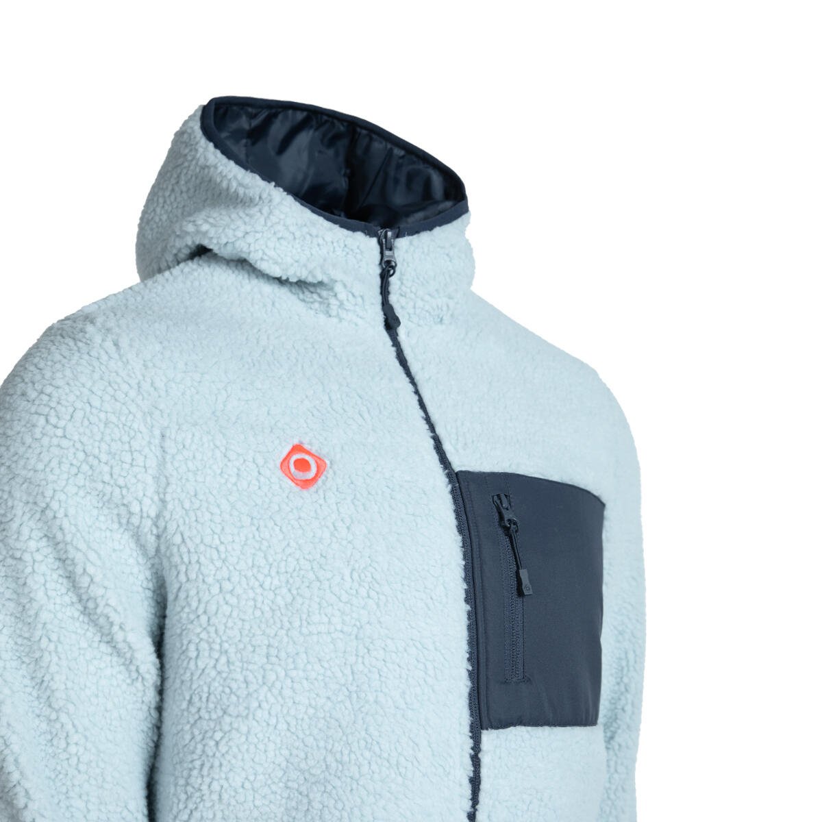 RENO Unisex-Fleecejacke mit Kapuze, warm und wärmend mit funktionellen Taschen 3/4