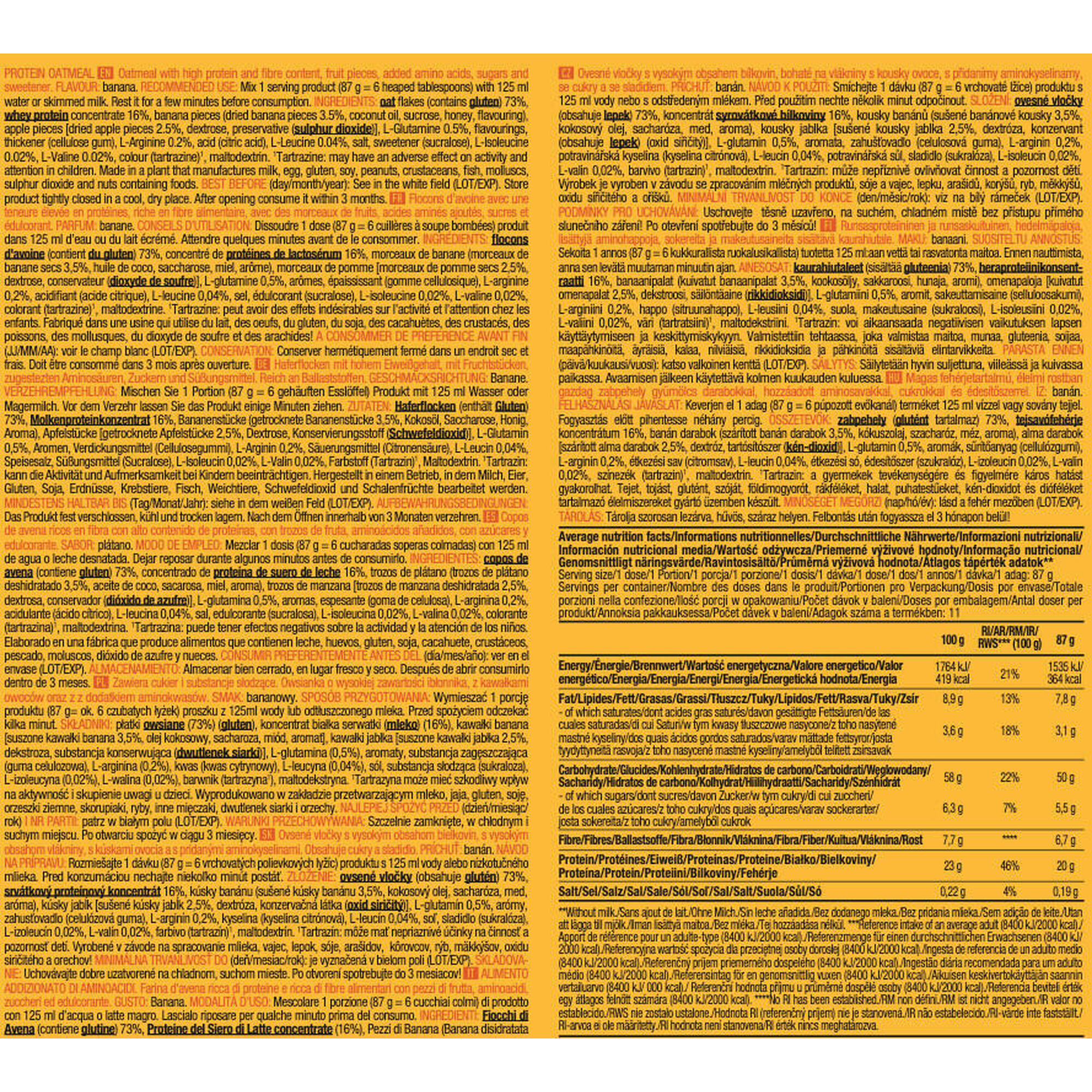 Biotechusa - Préparation Protéinée - Protein Oatmeal - Banane 1000g - Avoine - 1 Kg - Decathlon