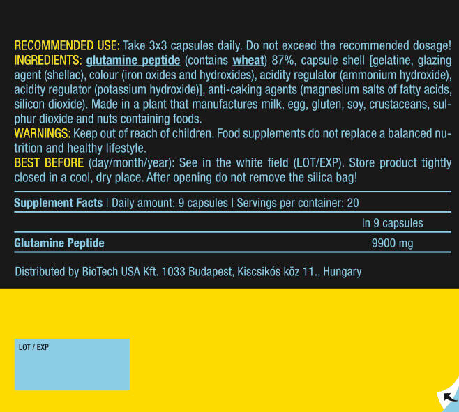 L-Glutammina - Glutamine Peptide - 180 Capsule BIOTECHUSA - Foto 9