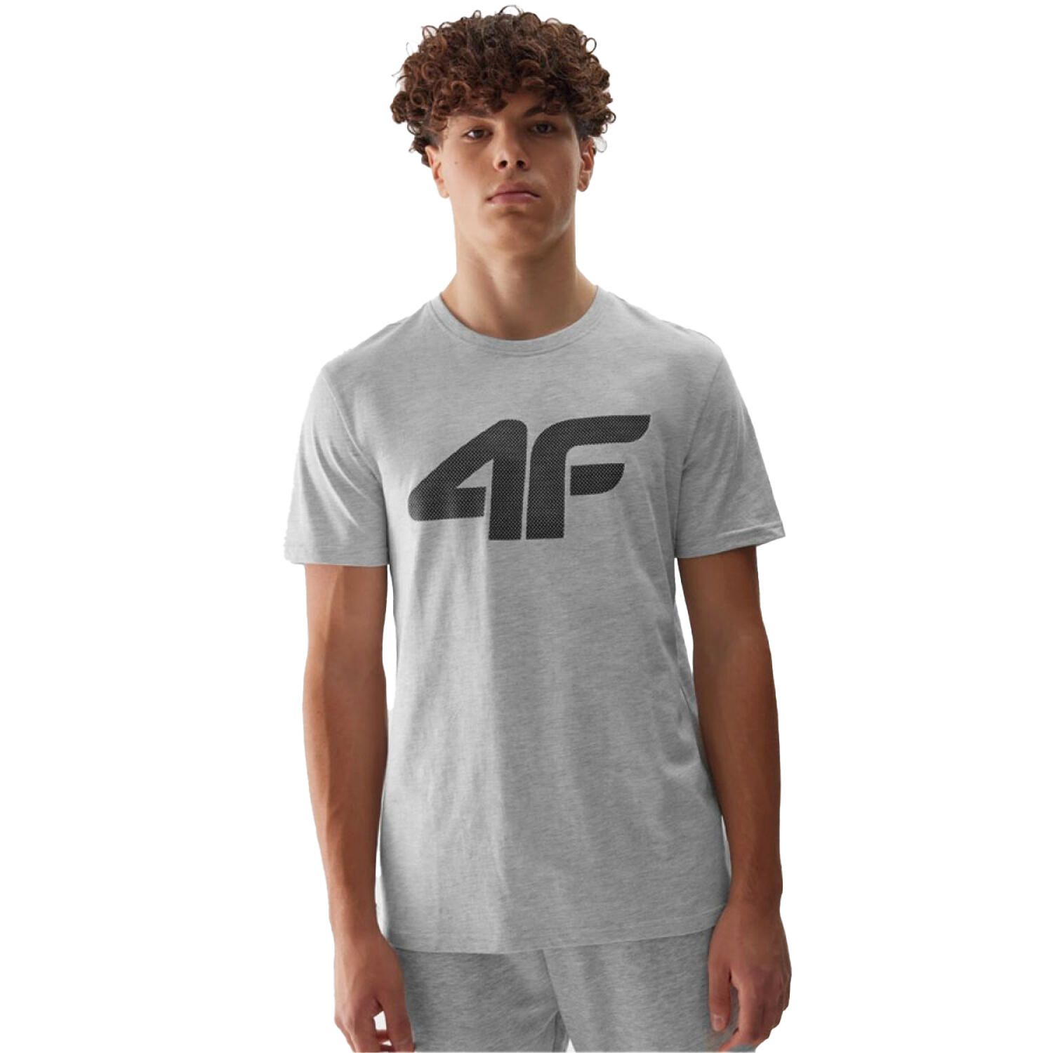 4F T-Shirt WSS24TTSHM1155 para homem Cinzento