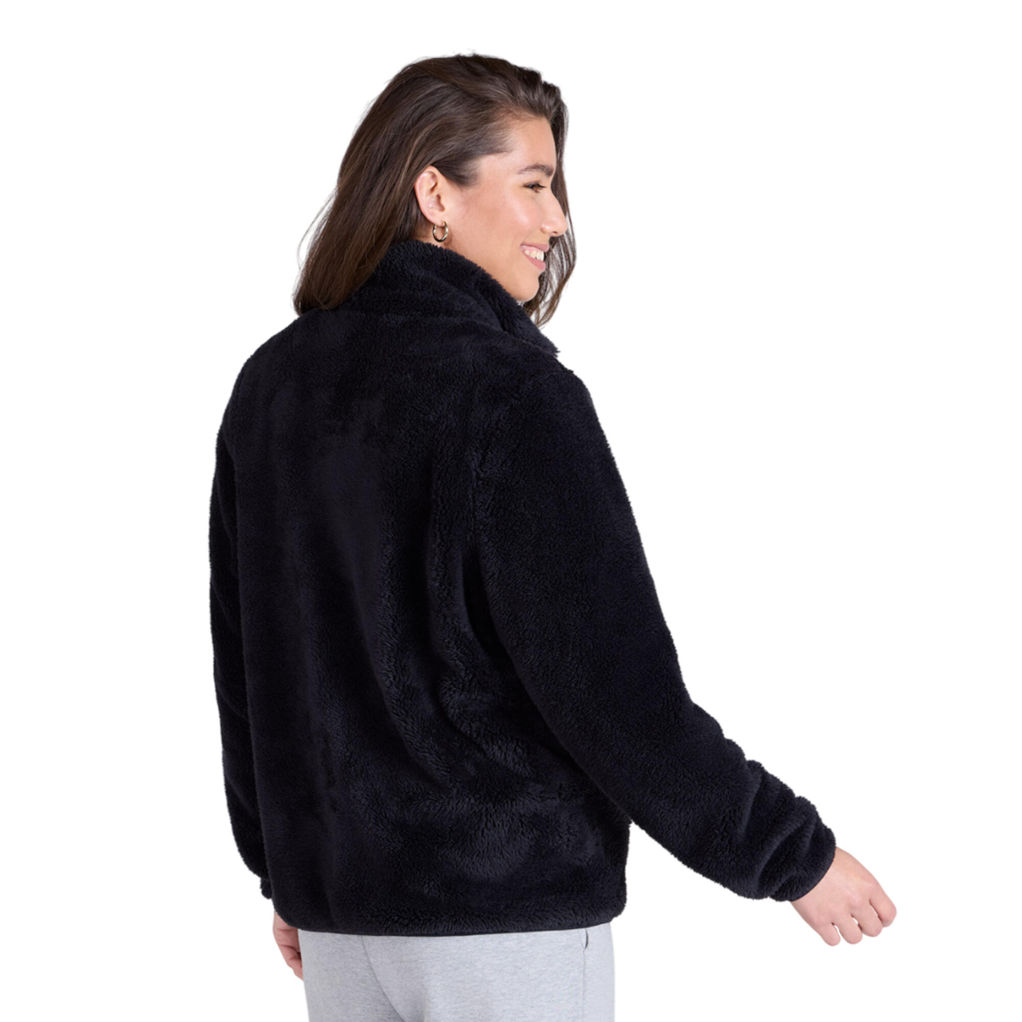 Womens/Ladies Teddy Fleece Full Zip Jacket (Jet Black) 4/4