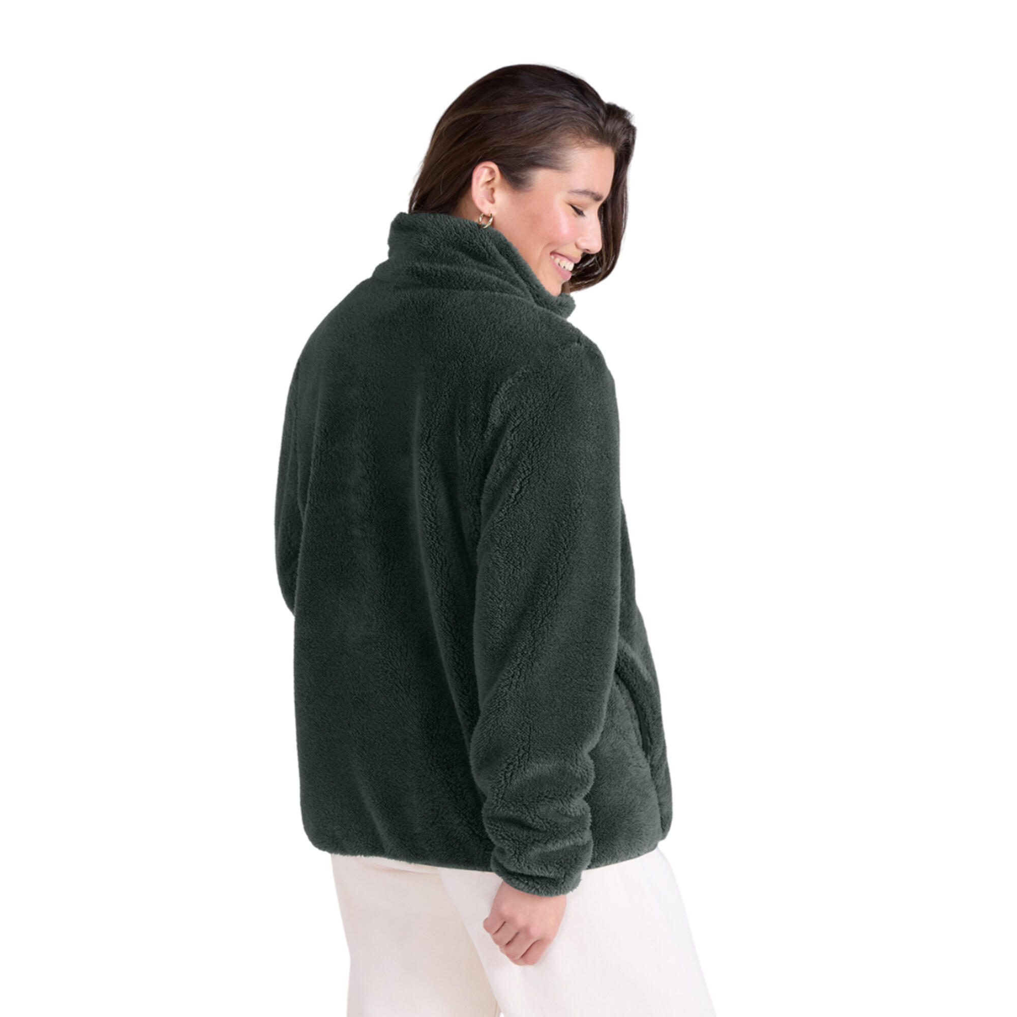Jacke Durchgehender Reißverschluss für Damen Dunkelgrün 4/4