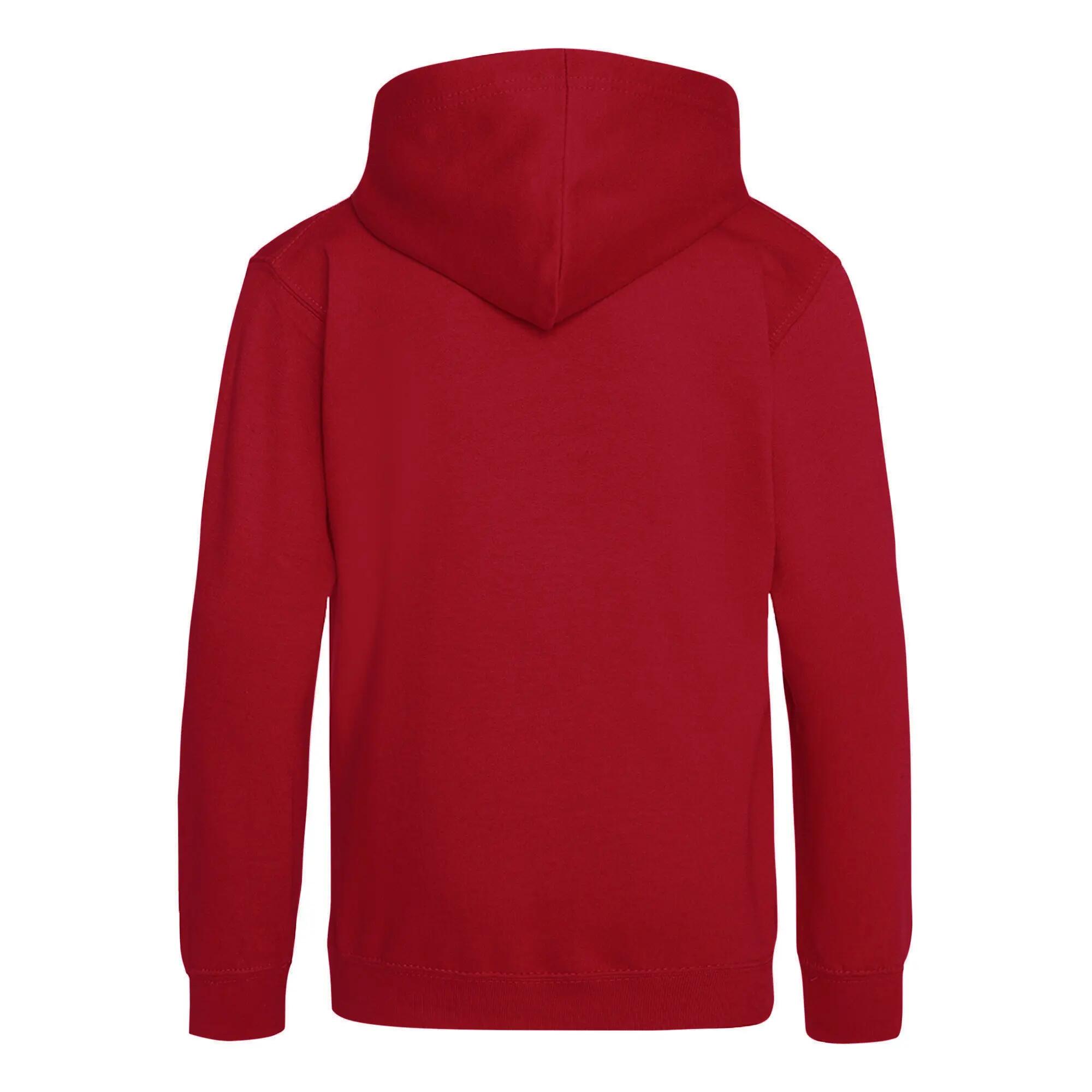 Felpa Con Cappuccio Bambini Awdis Rosso Fuoco 2/2