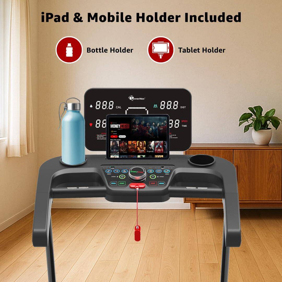PowerMax Fitness TDA-230 4.0HP Peak Motorized Treadmill with Semi Automatic Lubrication, Auto Incline, iPad Holder, Speaker, MP3 -  5