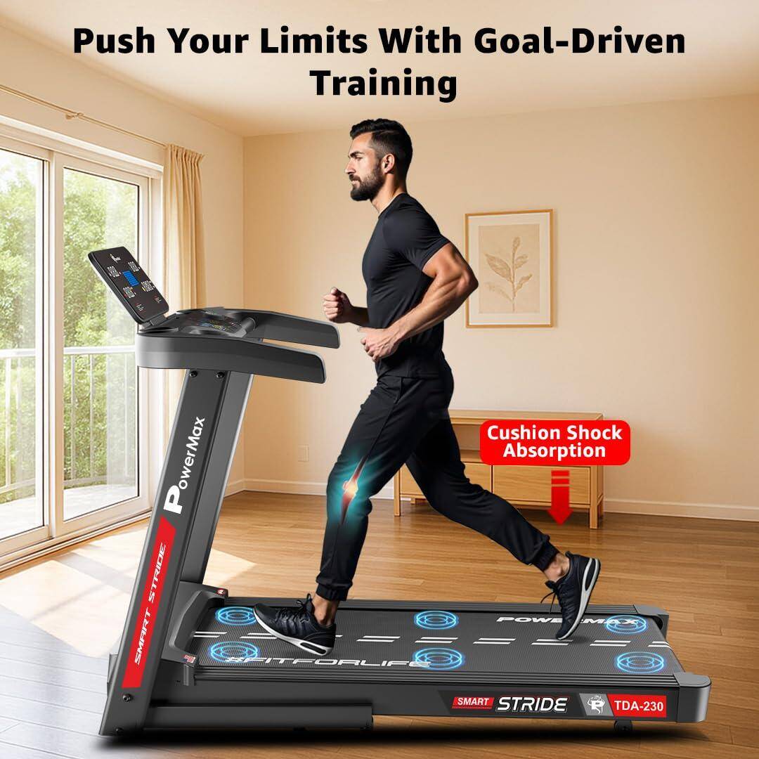 PowerMax Fitness TDA-230 4.0HP Peak Motorized Treadmill with Semi Automatic Lubrication, Auto Incline, iPad Holder, Speaker, MP3 -  4