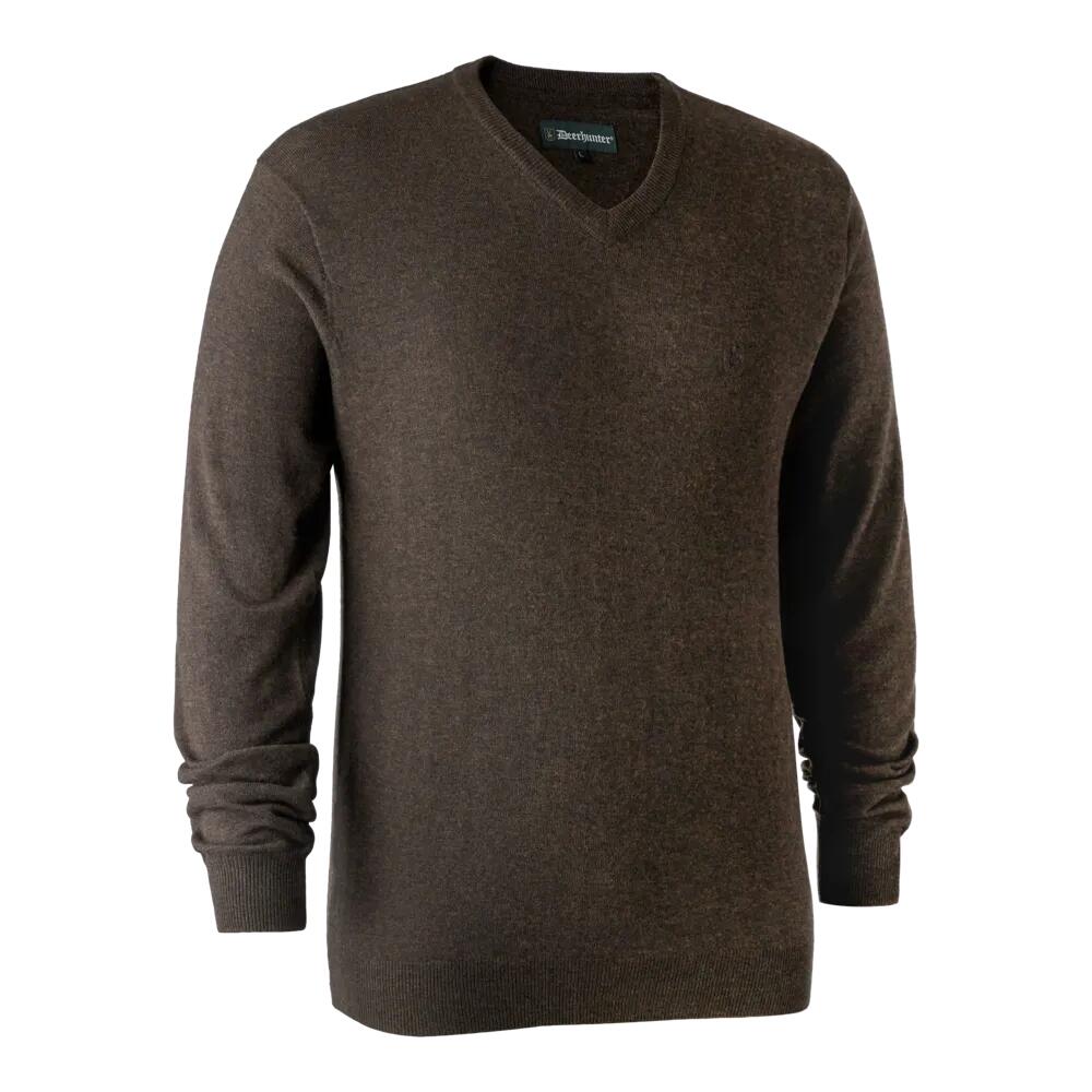 Deerhunter - Pull De Chasse Col V Deerhunter Kingston Dark Elm - S - Pull - Marron - Decathlon