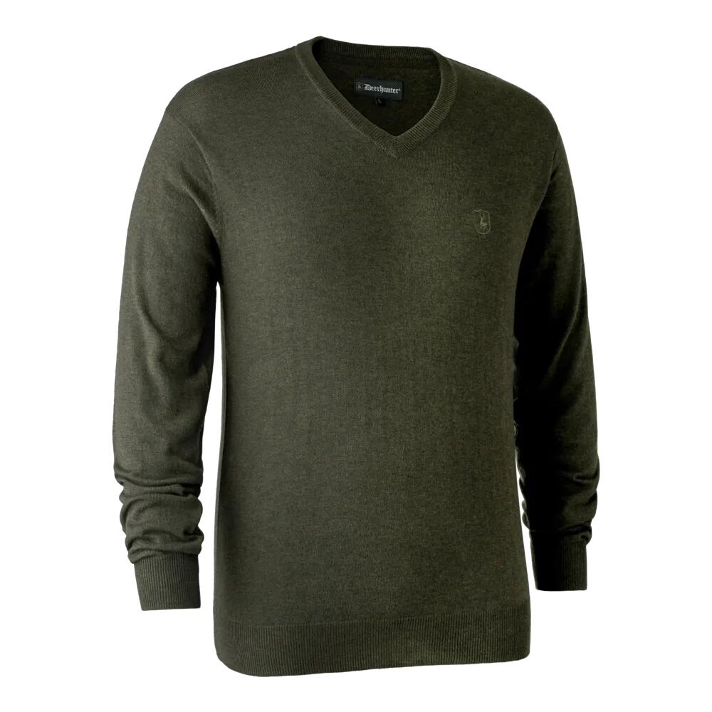 Deerhunter - Pull De Chasse Col V Deerhunter Kingston Green Melange - Xl - Pull - Vert - Decathlon