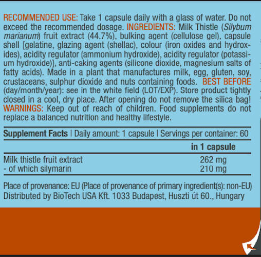 Milk thistle - 60 capsules de Biotech USA 3/4