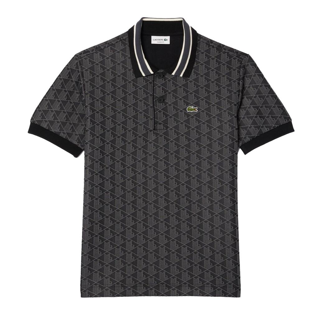 Classic Fit Monogram Jacquard Polo Shirt Dark Grey
