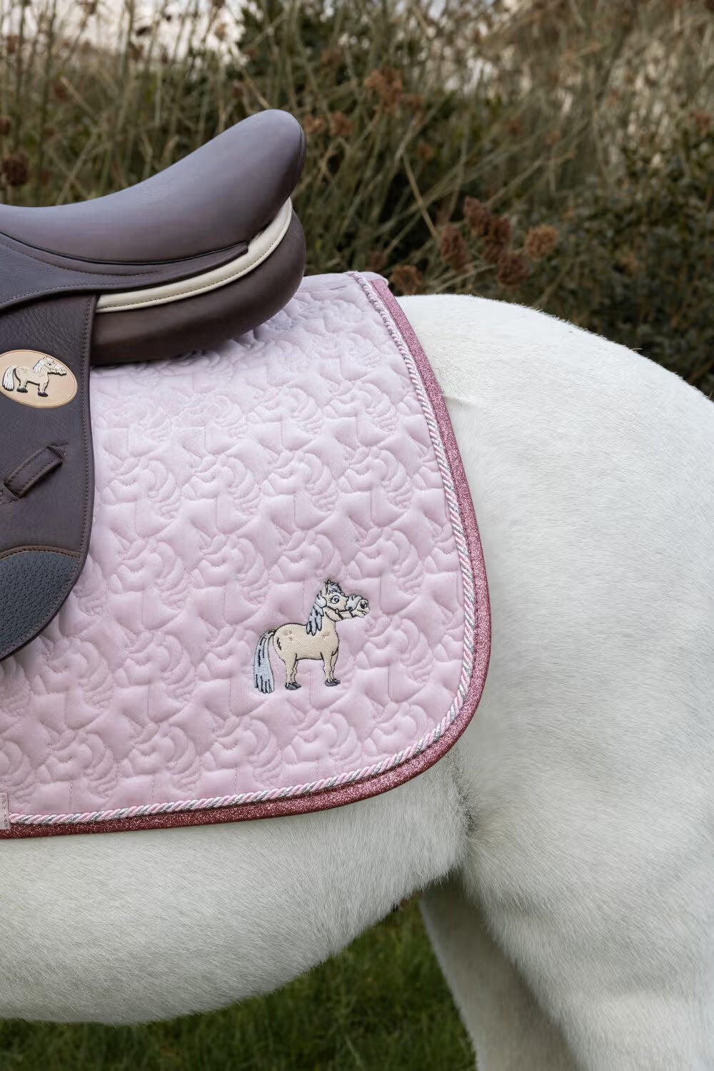 Tapis paillettes de licorne tete pony light rose 2/5