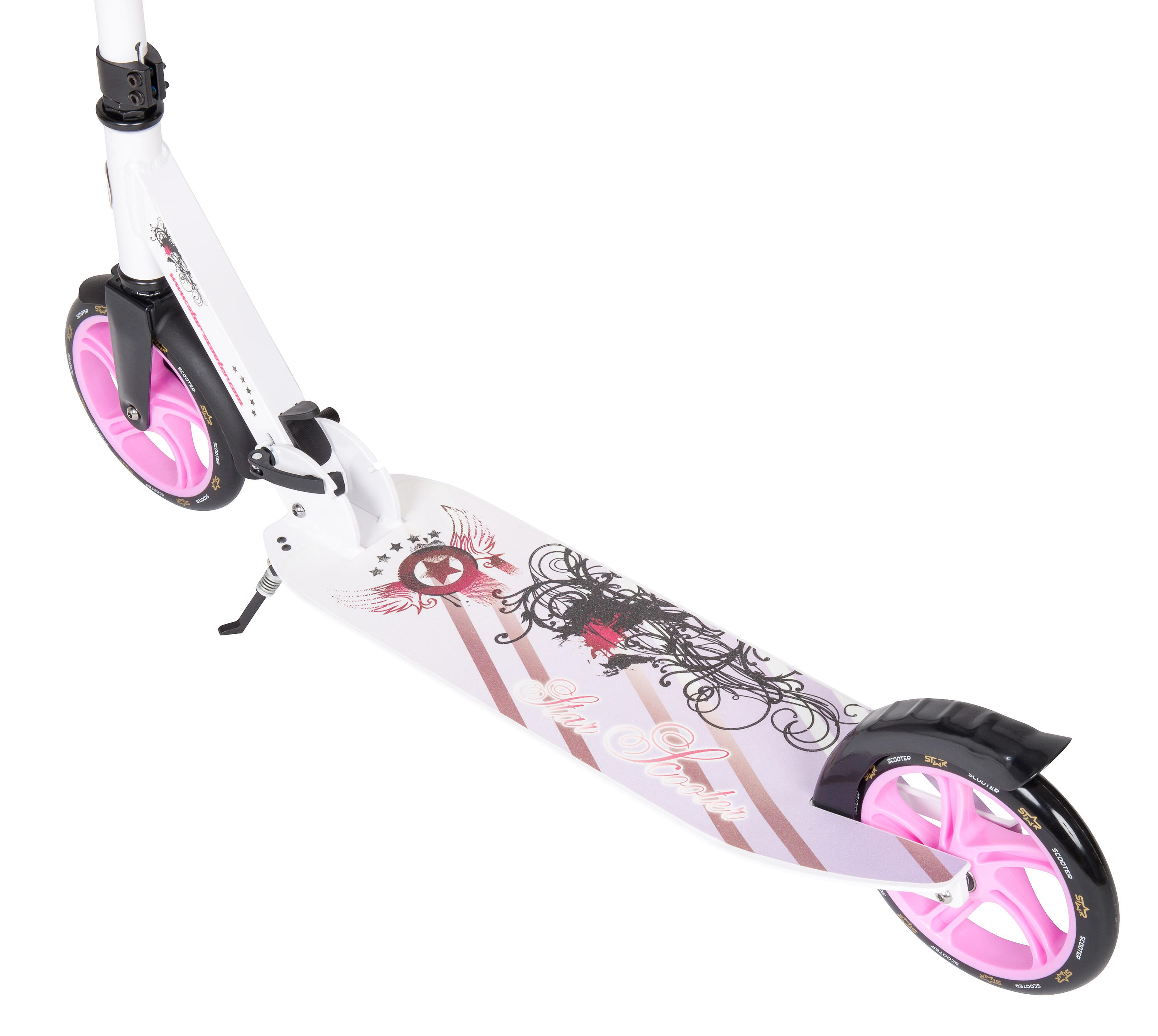 Rollkönig ® Scooter voor kinderen vanaf 5 jaar I De opvouwbare stadsscooter met grote wielen I Step voor volwassenen met een draagvermogen tot 100kg (Zwart/Grijs