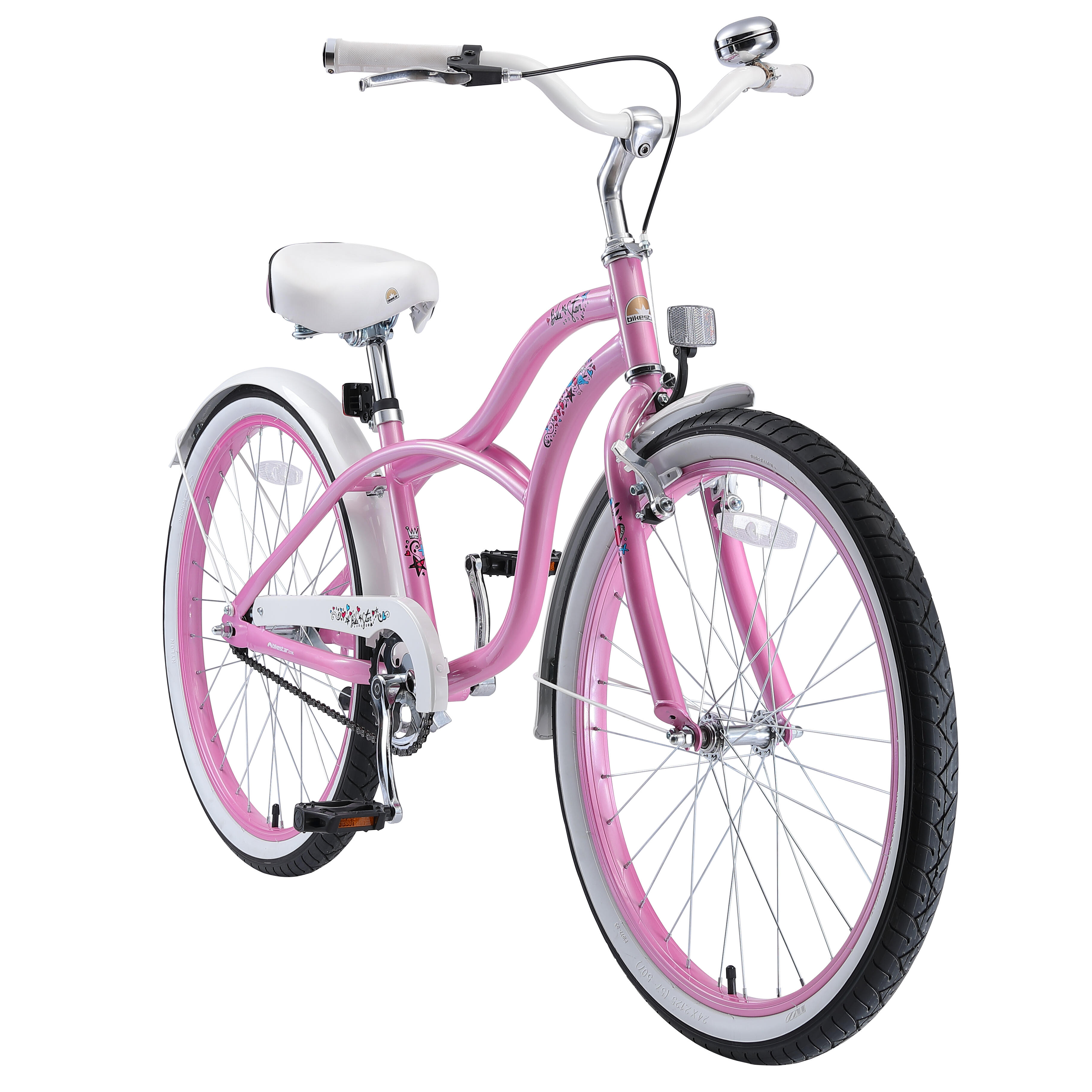 Bikestar - Vélo Enfant 24 Pouces À Partir De 8 - 11 Ans, Vtc Cruiser - Vélo Enfant - Rose - Taille Unique - Decathlon