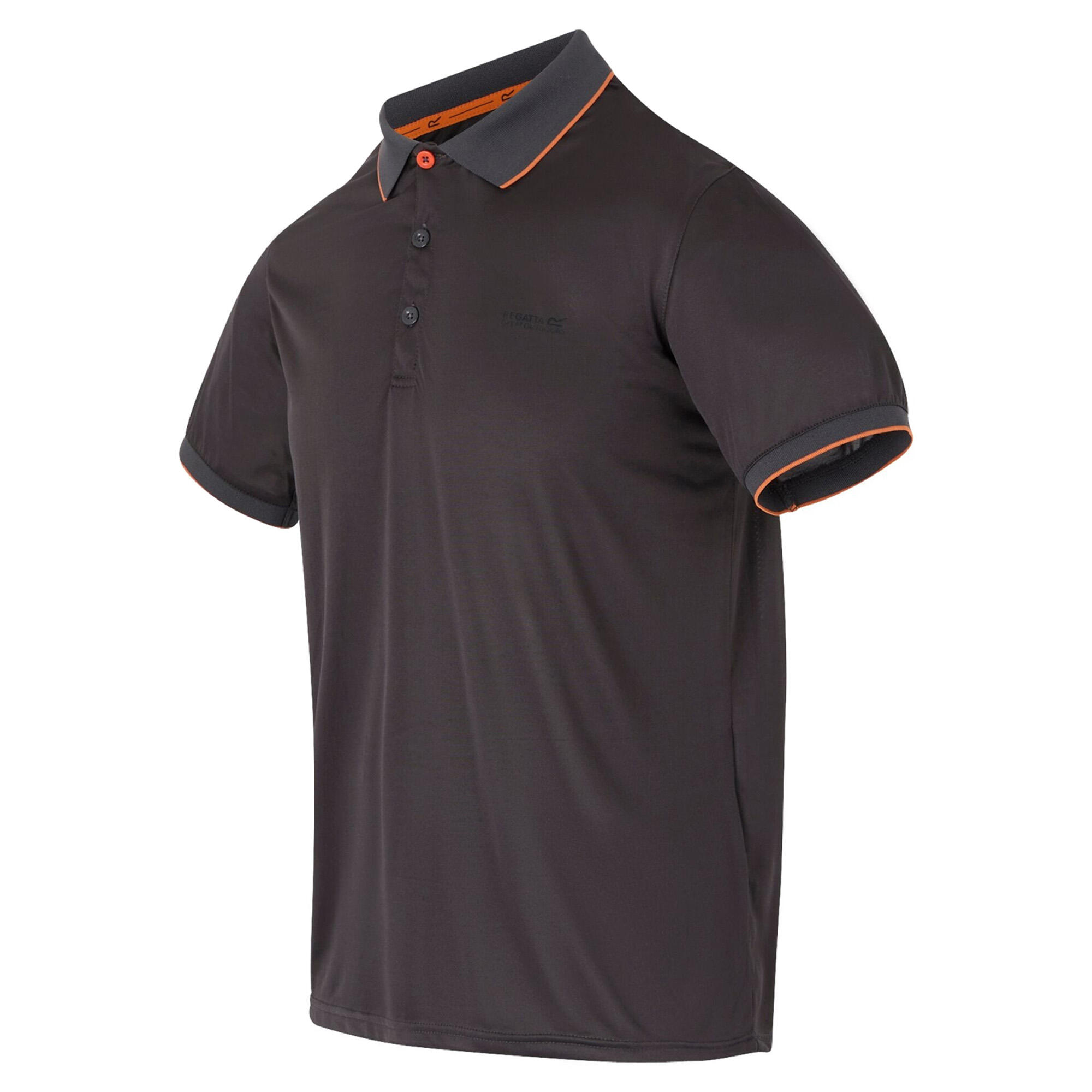 Polo Regatta REMEX Homme Cendre/Orange sombre 100% Polyester 3/4
