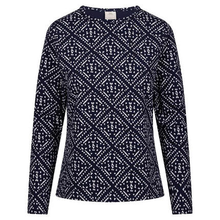 Haut Manches Longues Style À Motifs DANIELA Femme (Bleu Marine)