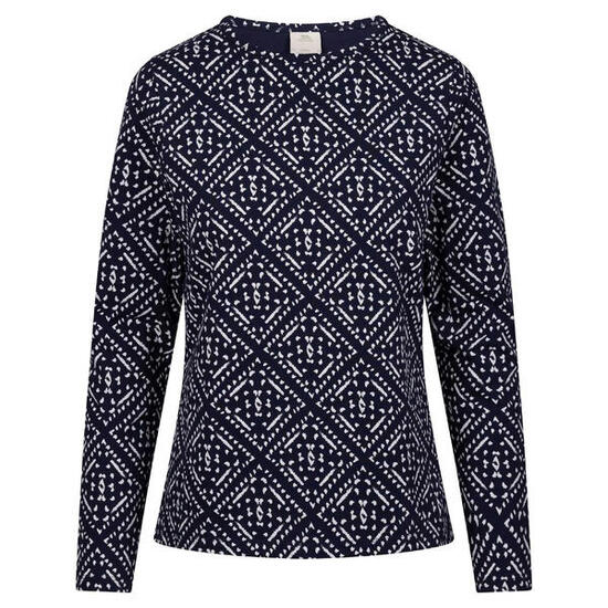 Haut Manches Longues Style À Motifs DANIELA Femme (Bleu Marine)