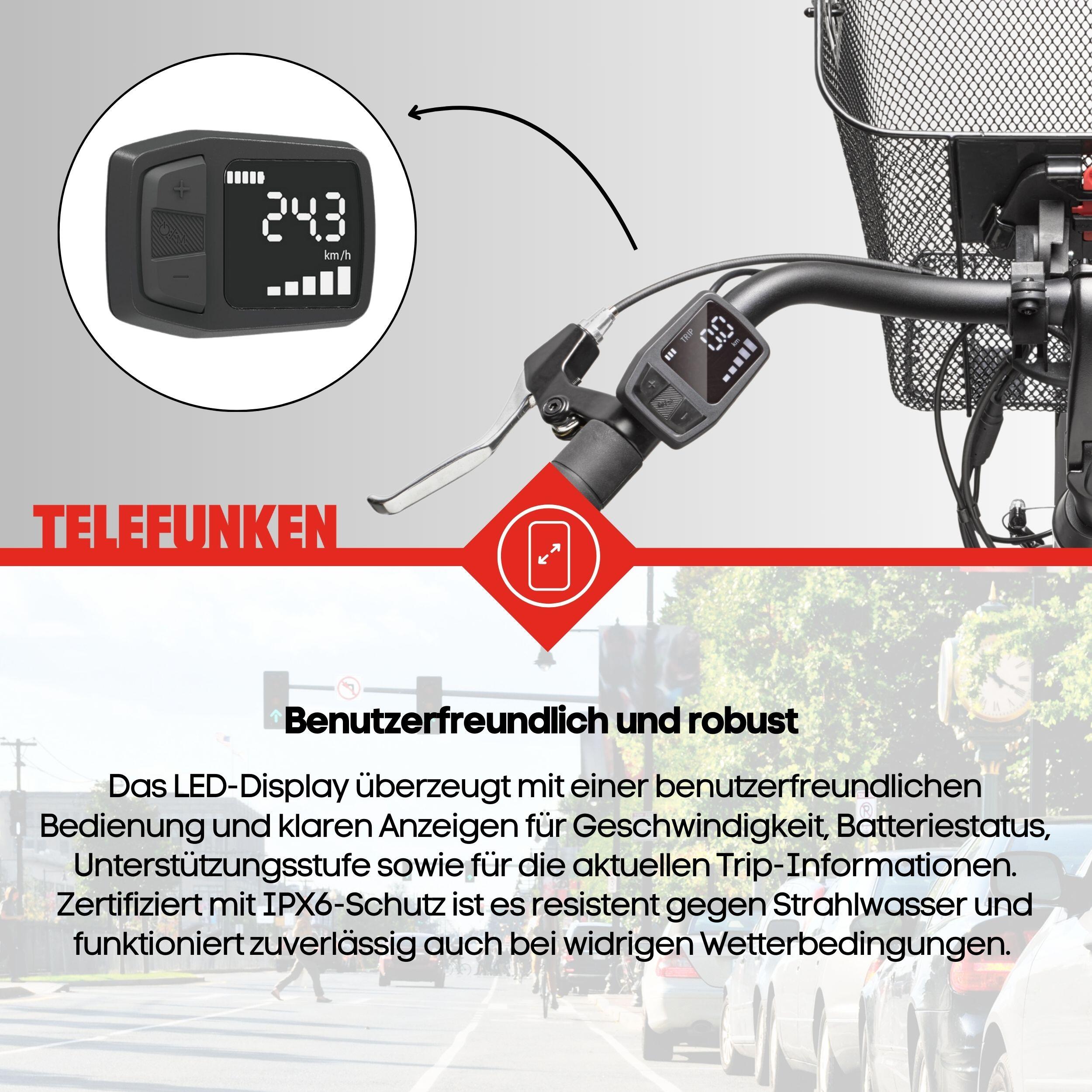 E-Bike RC830 28 Zoll 3-Gang Pedelec City Elektrofahrrad Herren Damen grau 5/7