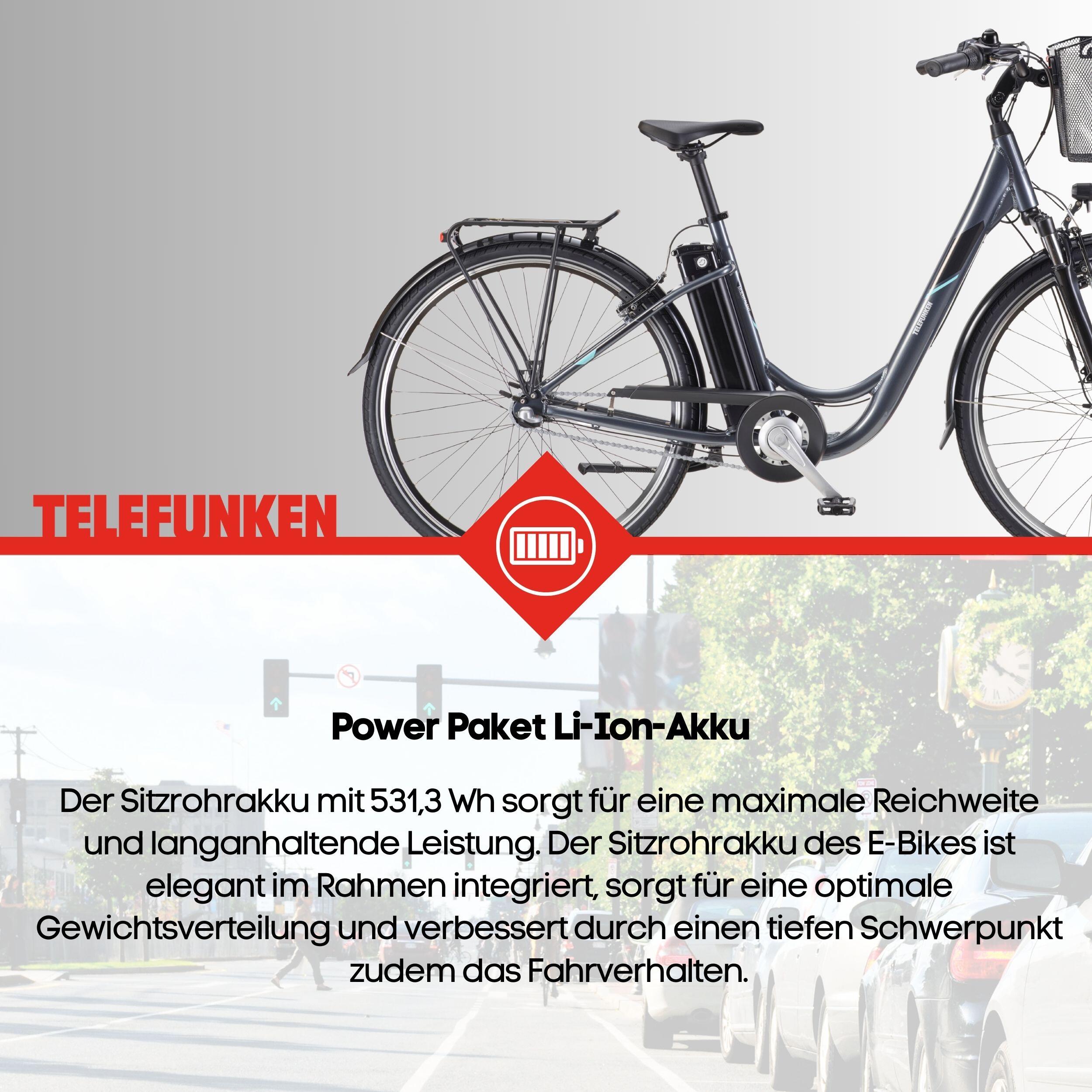 E-Bike RC830 28 Zoll 3-Gang Pedelec City Elektrofahrrad Herren Damen grau 4/7