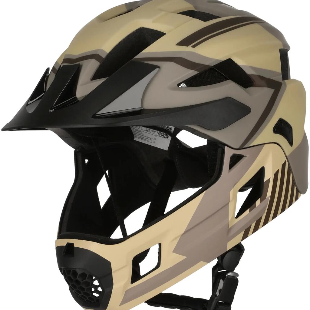 Fullface bike helmet for kids 6-12 | Sand | Crazy Safety | EN1078 Certified