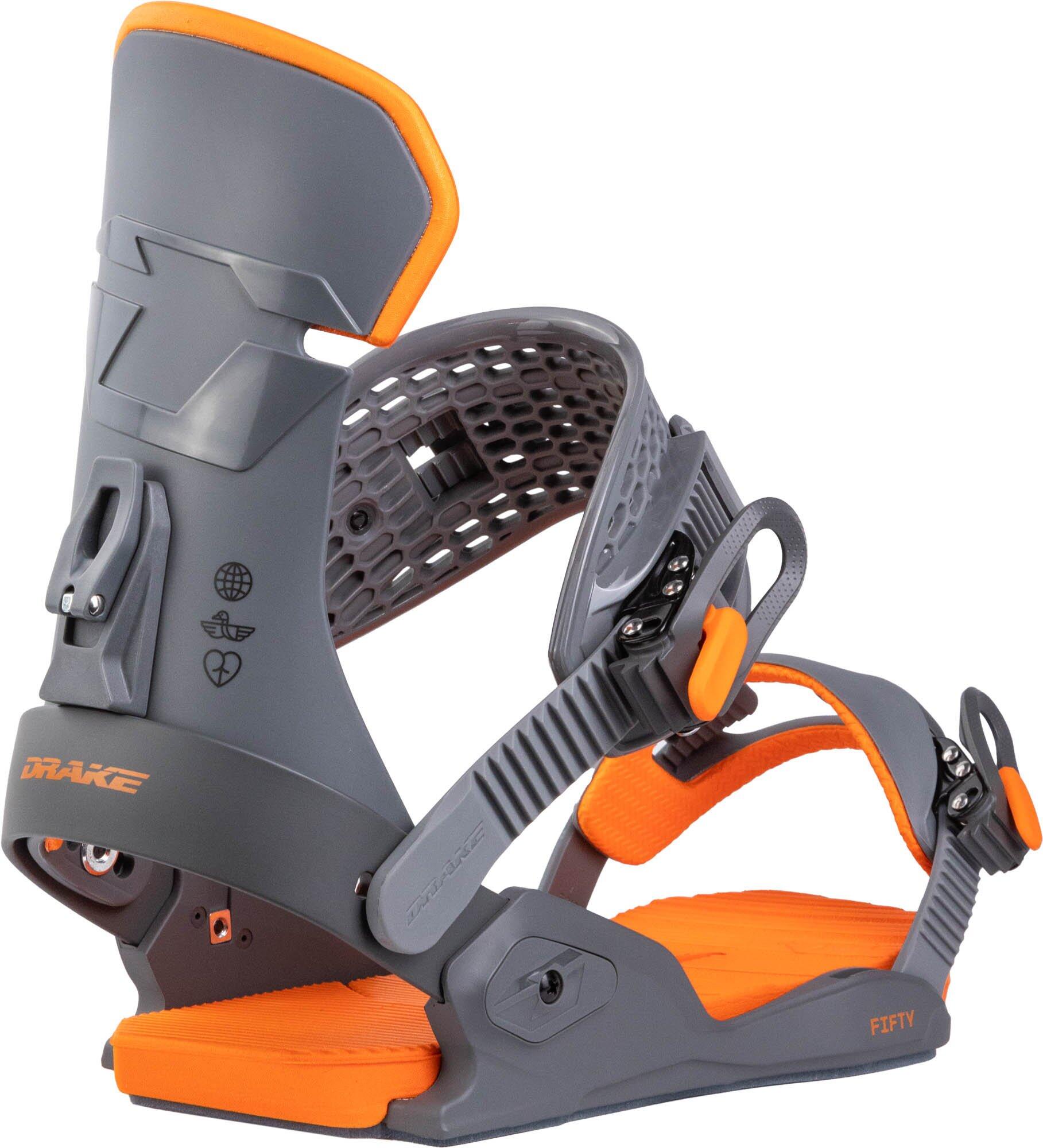Wiązania snowboardowe DRAKE Fifty, ciemnoszare/pomarańczowe, męskie 3/3