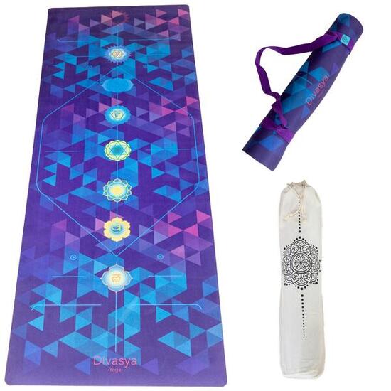 Yogamatte aus recycelter Mikrofaser & Naturkautschuk, in 3 Farben & Designs