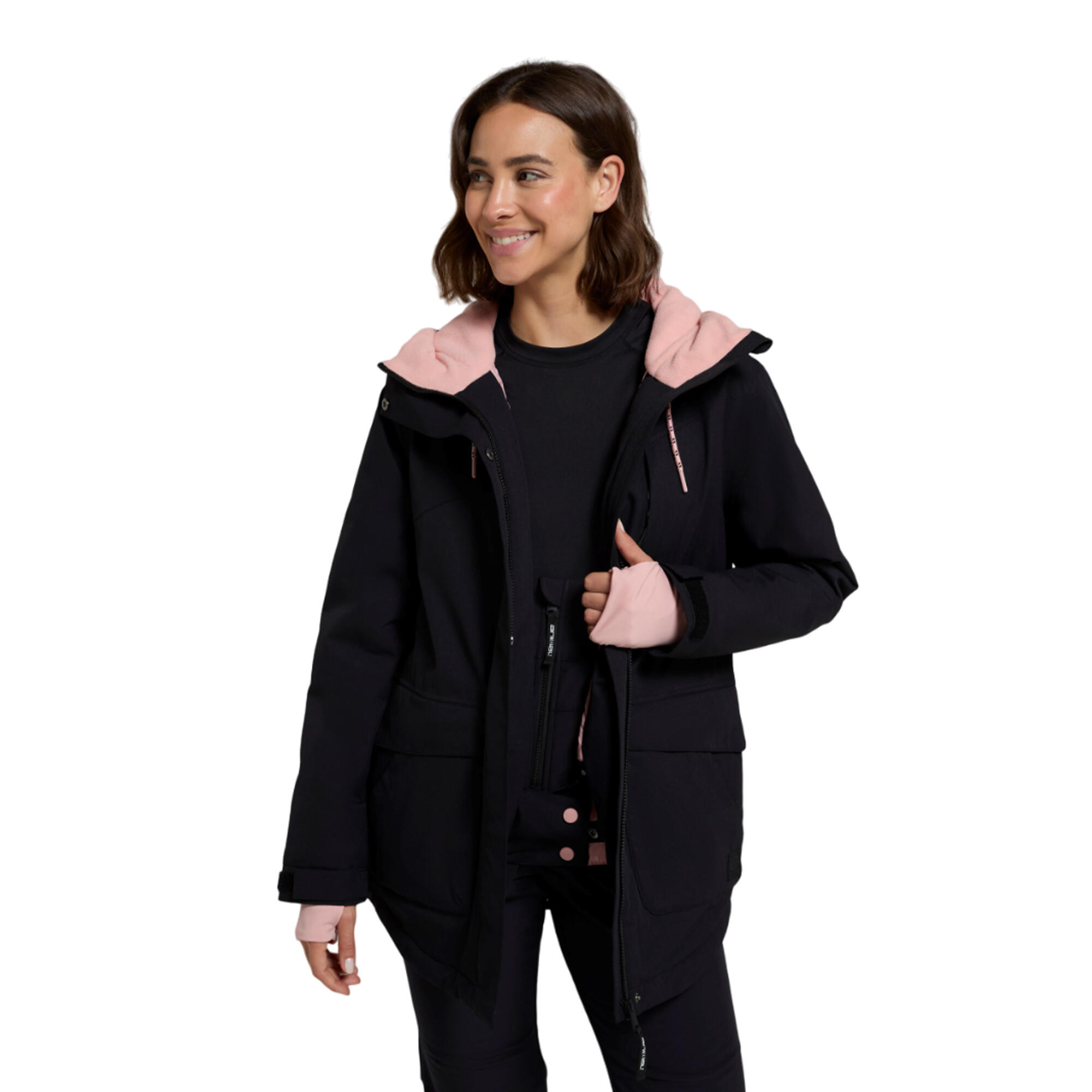 "Tignes" Skijacke für Damen Pechschwarz 3/4