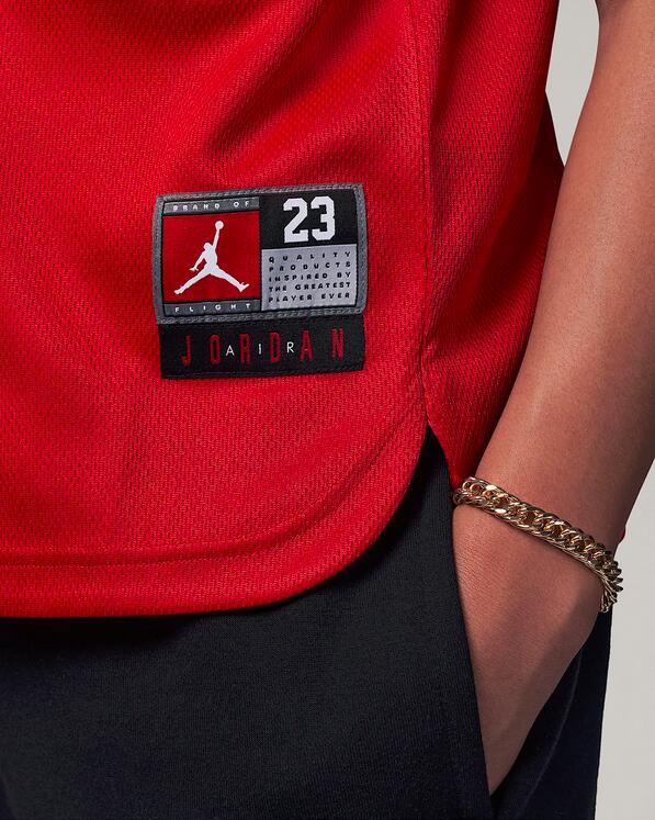 T-shirt ragazzo jordan baseball jersey - rosso/nero 4/5