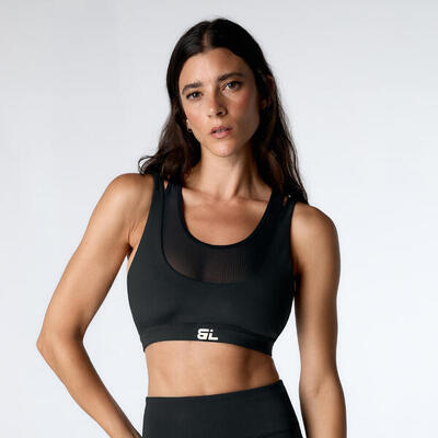 Top sportivo Delvor Sostegno Medio da donna Black Limba