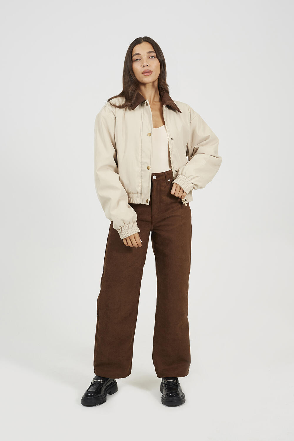 Twill Bomber Style Jacket with Cord Collar | Decathlon