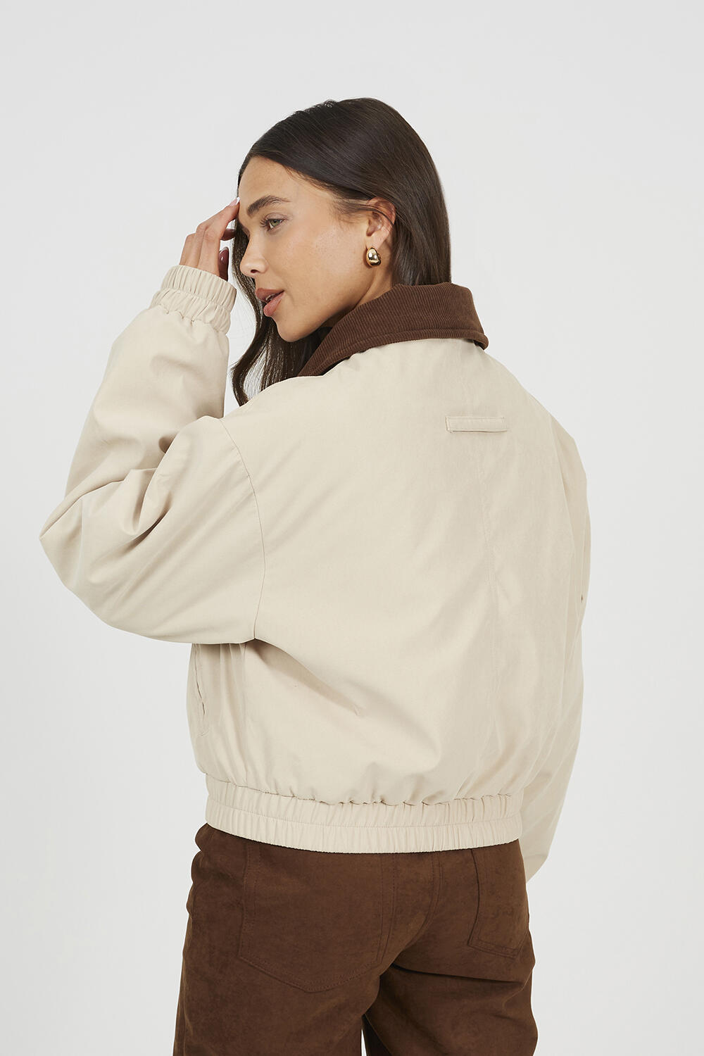 Twill Bomber Style Jacket with Cord Collar | Decathlon