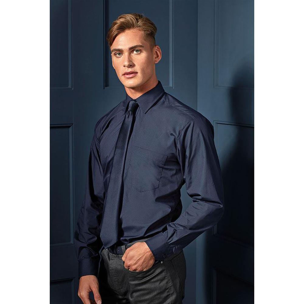 Camisa Formal Mangas Compridas Popelina Homem Marinho 2/4