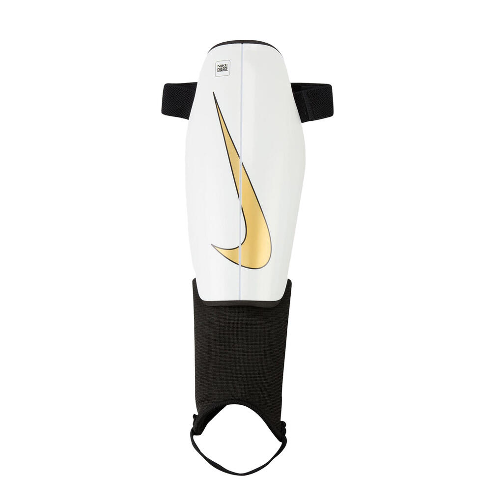 Charge Football Shin & Ankle Guards (White/Black/Golden) L
