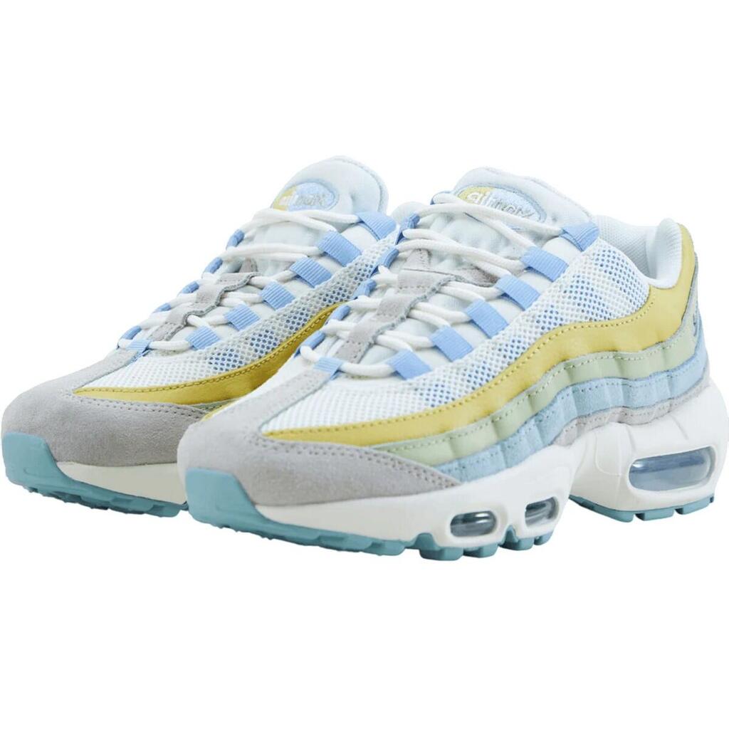 Womens/Ladies Air Max 95 Suede Trainers (White/Blue/Green/Yellow)