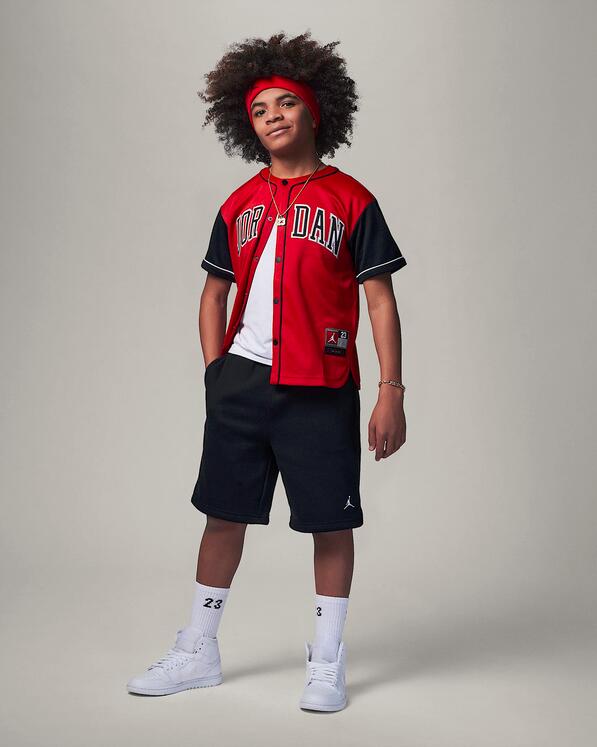 T-shirt ragazzo jordan baseball jersey - rosso/nero 5/5