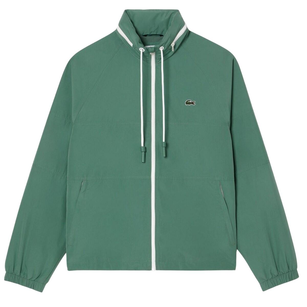 LACOSTE Mens Water Repellent Detachable Hood Jacket (Green)