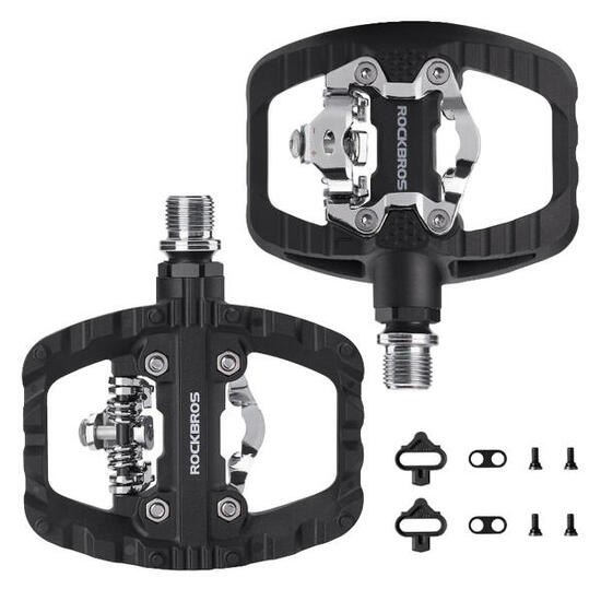 Pedały rowerowe MTB platformowe SPD dwustronne Rockbros PD303 nylonowe