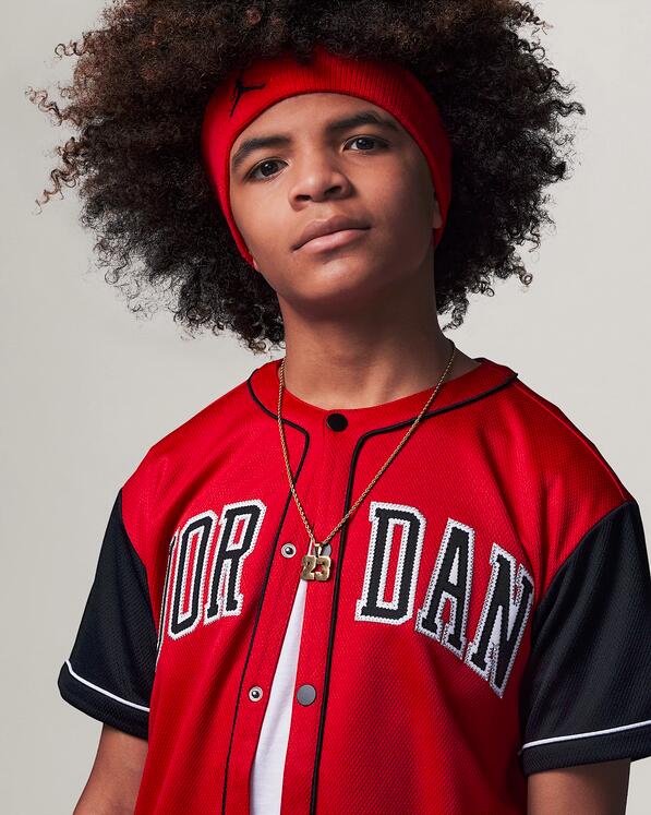 T-shirt ragazzo jordan baseball jersey - rosso/nero 3/5