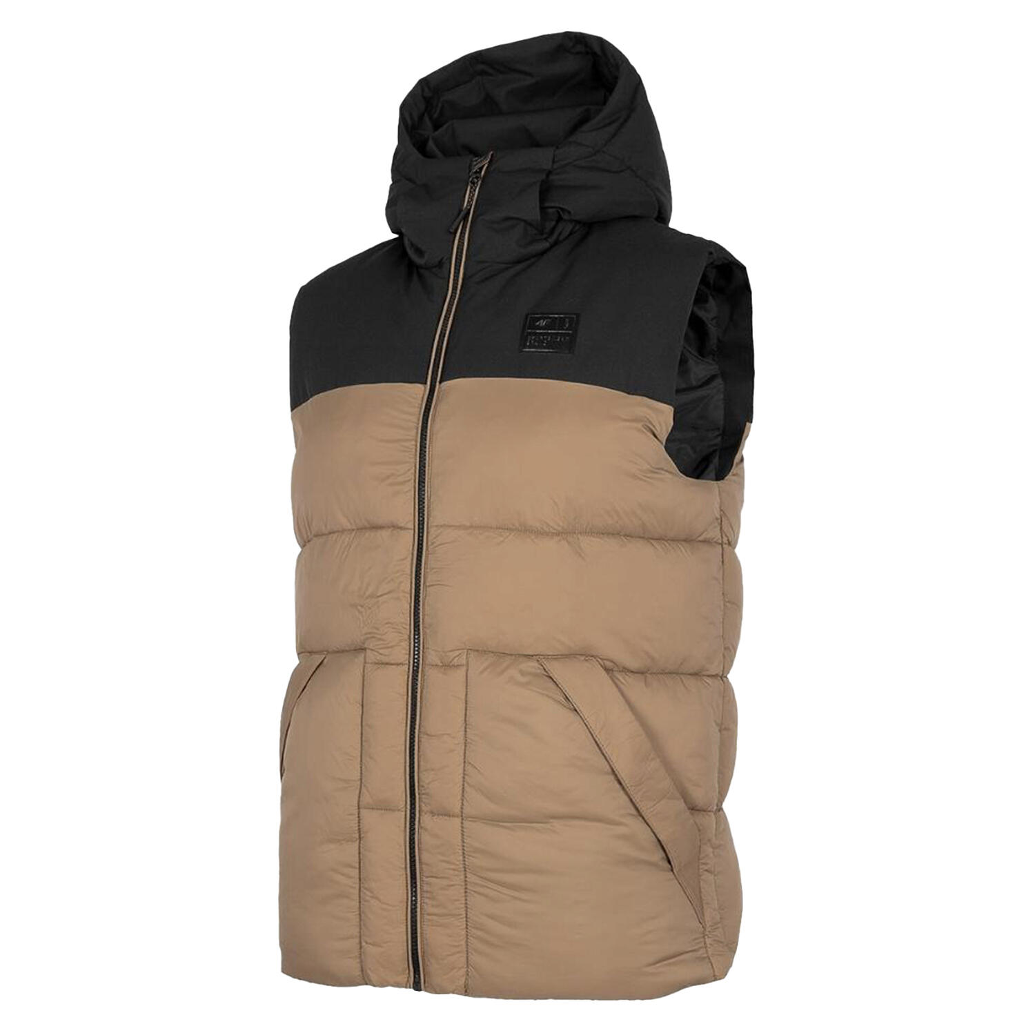 4F Colete acolchoado com bloco de cores H4Z22 para homem Preto/dourado