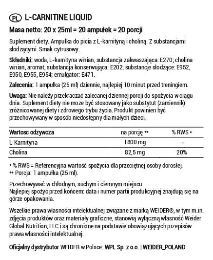 L-Carnitine Liquid 20x25ml Citrus 4/4