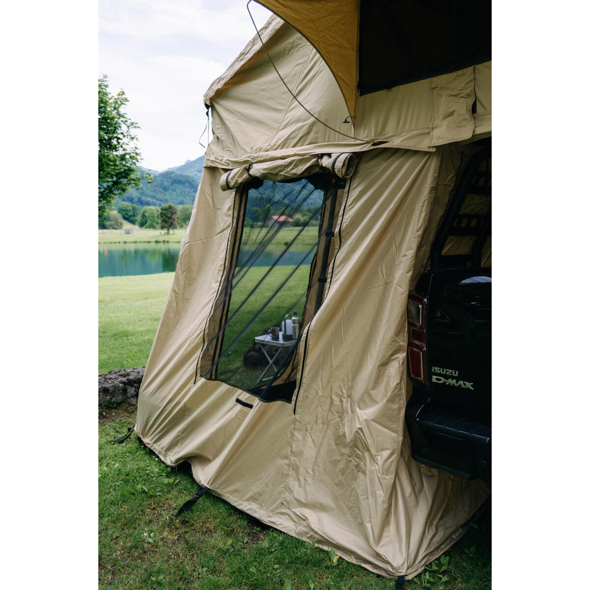Dachzelt Family - 4 Pers. 160cm - Grau - inkl. Vorzelt, Leiter, PVC Cover 4/9