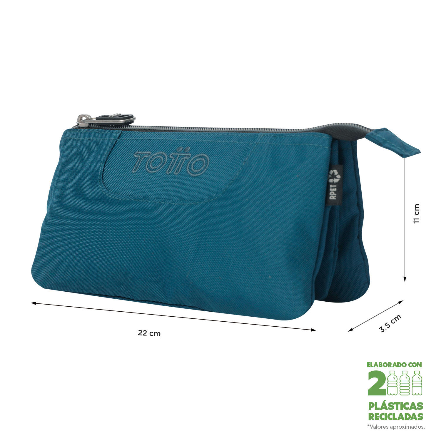 Totto Estuche escolar Tablero Moroccan Blue Poliéster reciclado 22 x 11 x 3.5 c 2/4