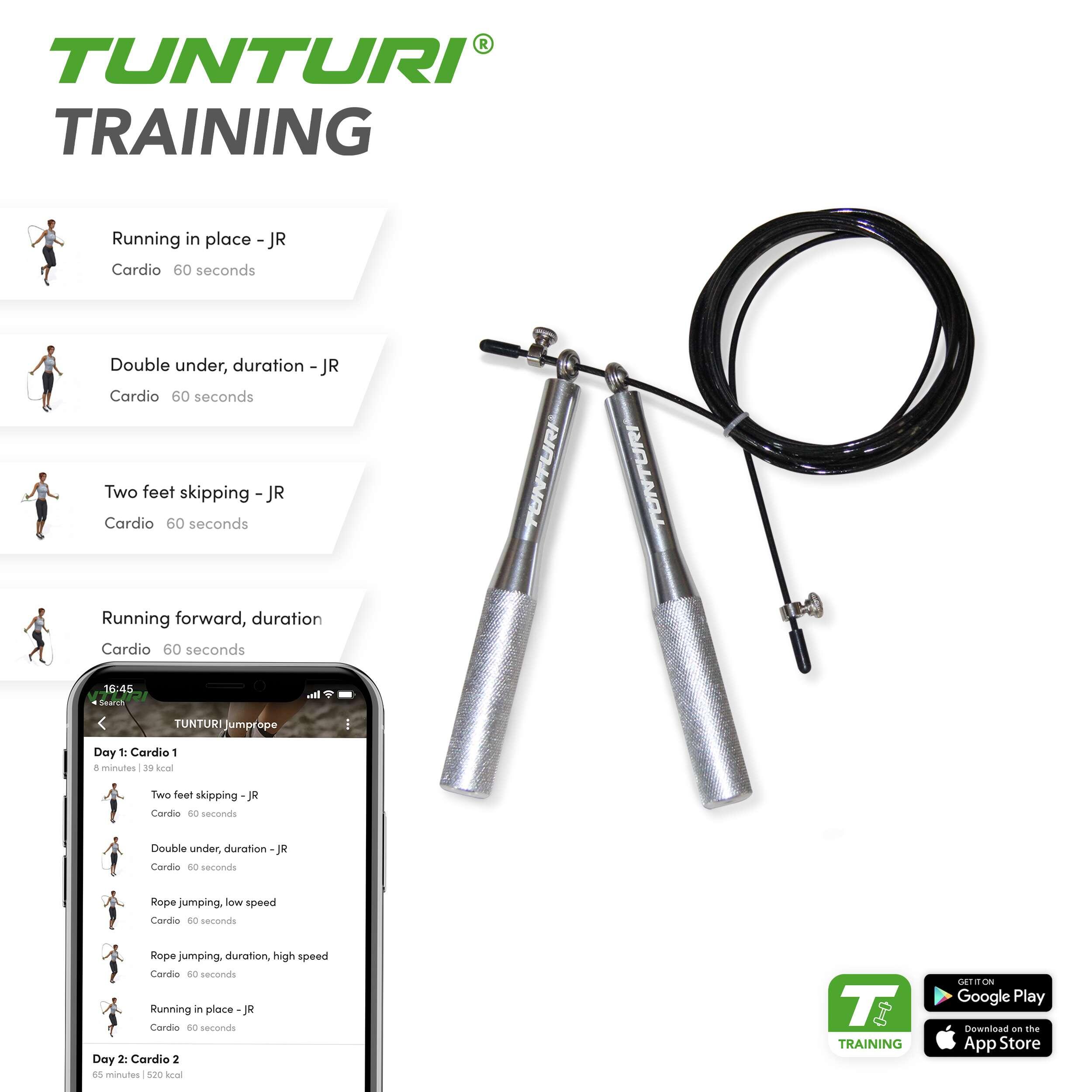 Jumprope Steel, Adjust. Length, Bearings, Alu Handle 3/7