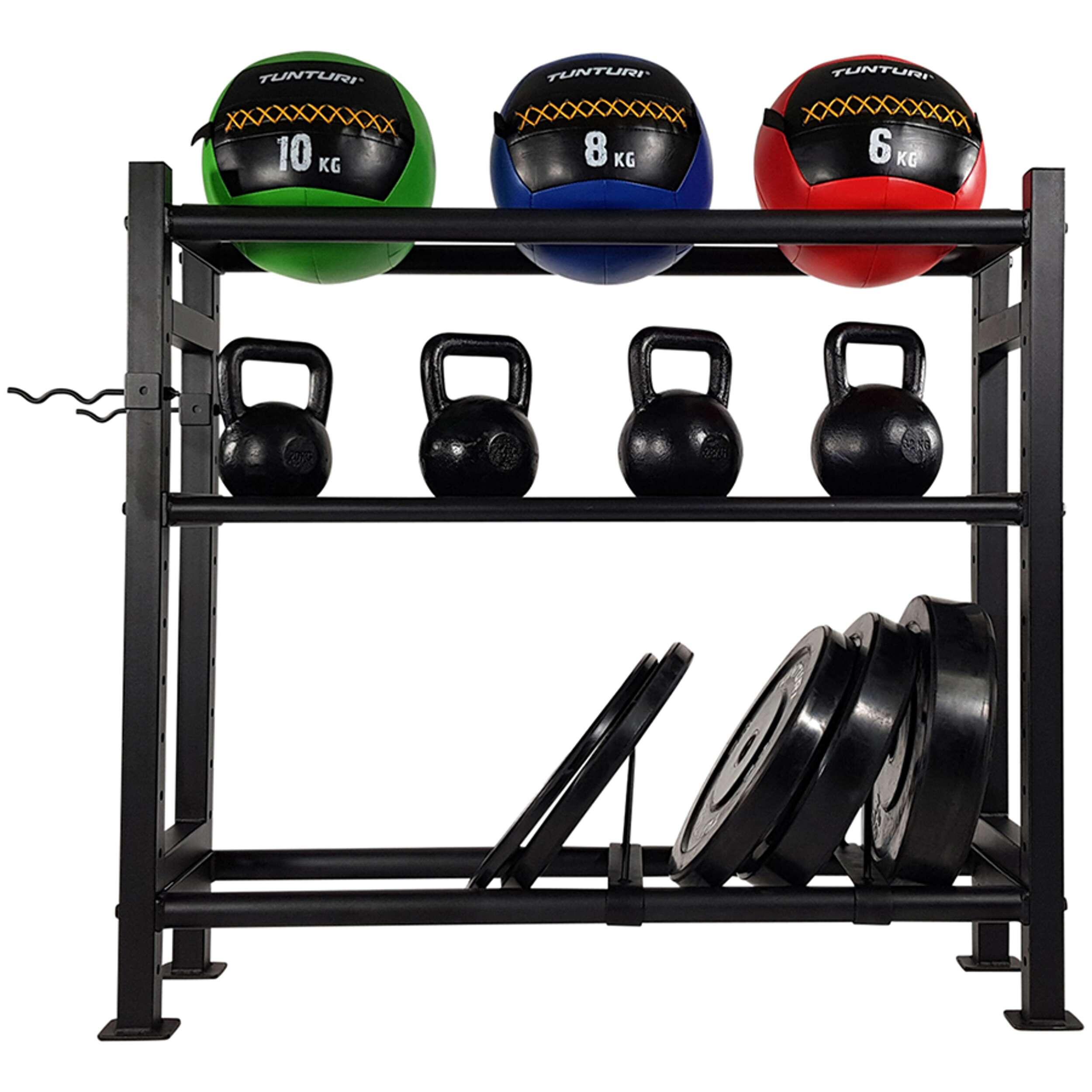 Rack multifunzione per wall ball, kettlebell e dischi 3/7