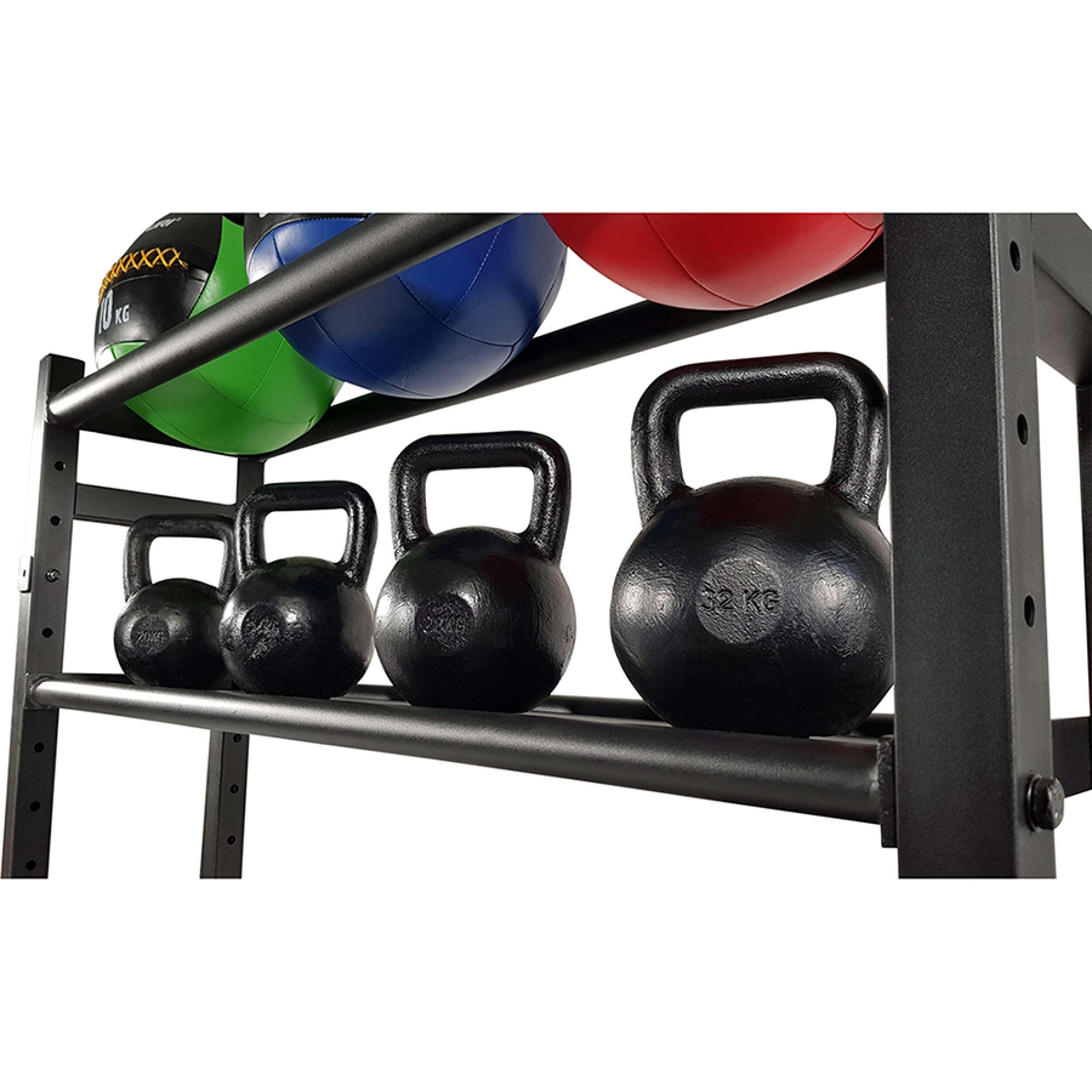 Rack multifunzione per wall ball, kettlebell e dischi 5/7