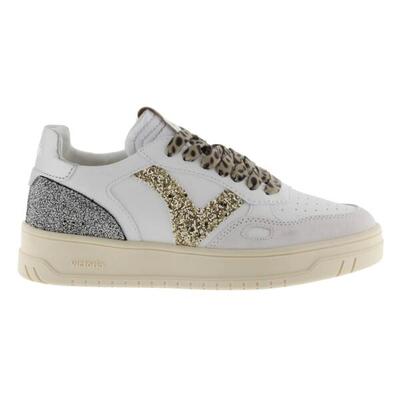 Scarpe sportive effetto pelle bianca e oro donna Victoria