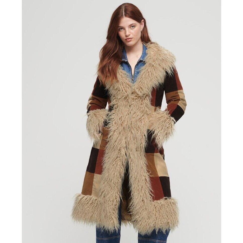 Damski długi płaszcz Superdry Afghan Patchwork