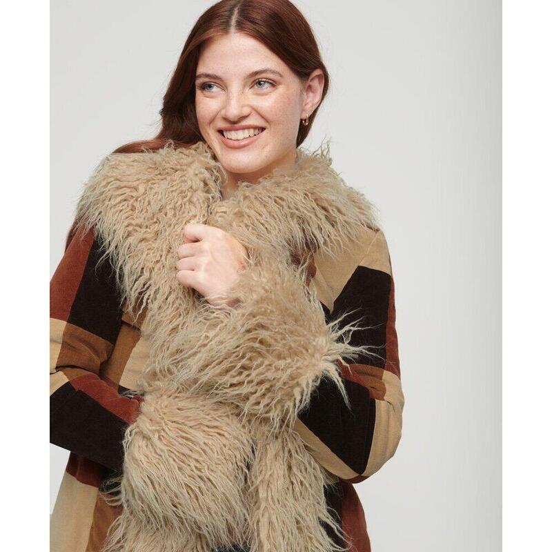 Jachetă Superdry Lungă Afghan Patchwork din catifea côtelée